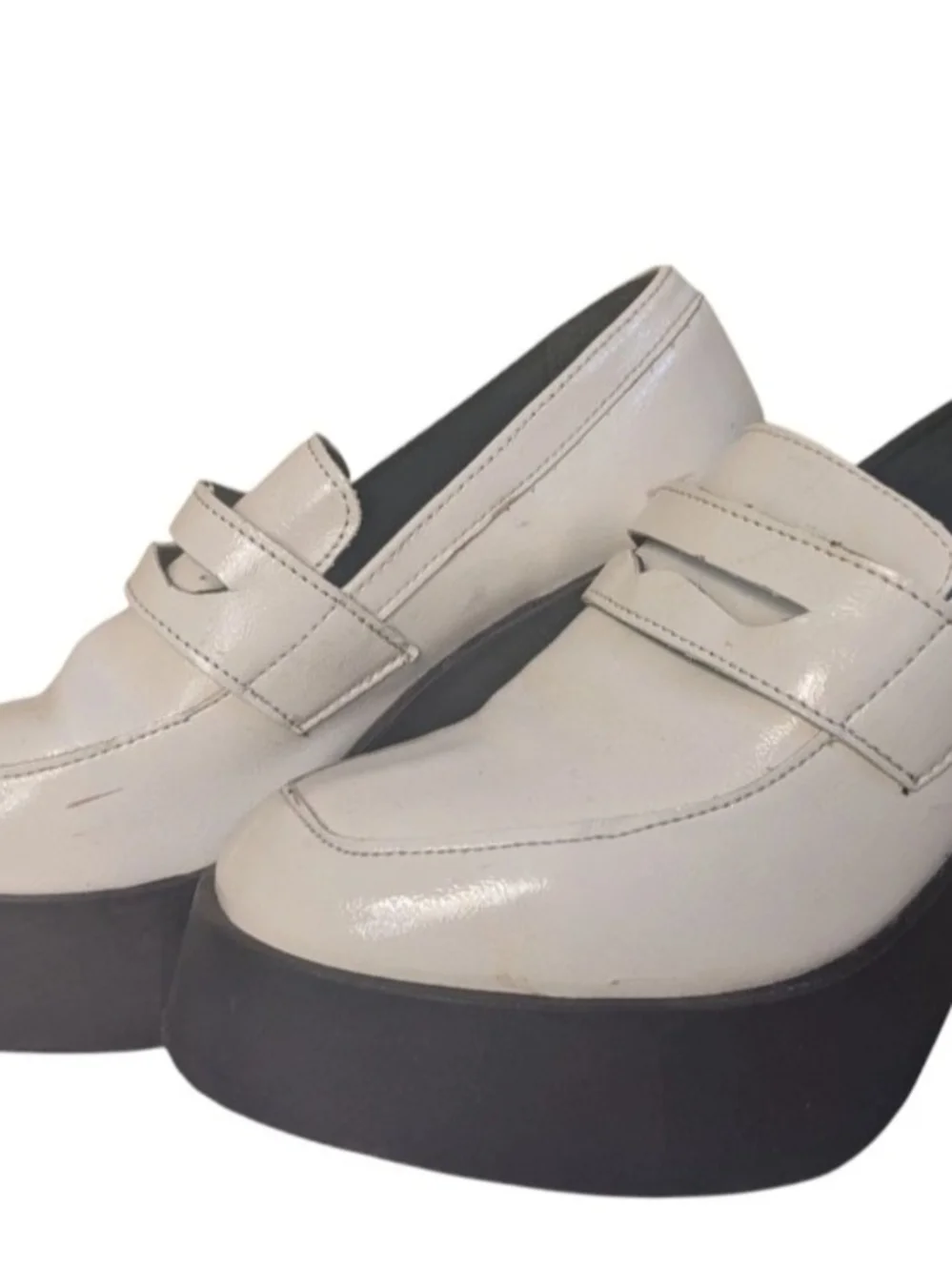 ASOS Design Profile Chunky High Heel Loafer Ivory Sz 6 Platform Shoe Y2K Design
